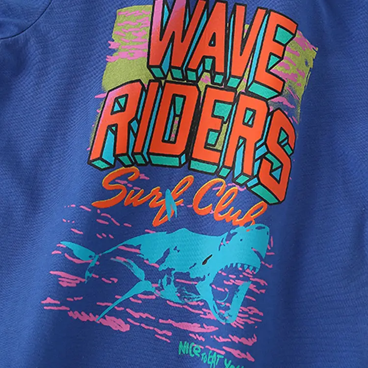 Children's Wave Riders T-Shirt Blue Cotton 2021 - Image 3