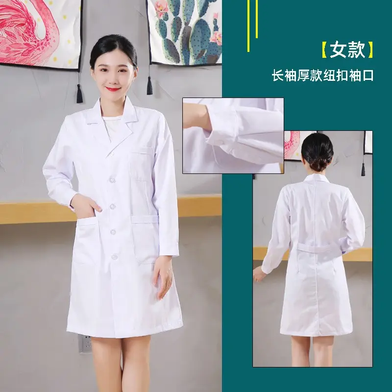 Men's White Lab Coat Doctor's Wear Autumn Winter - Image 7