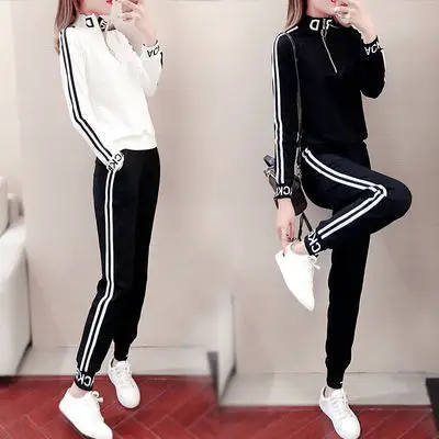 Women's Black & White Track Suit Spring Autumn 2021