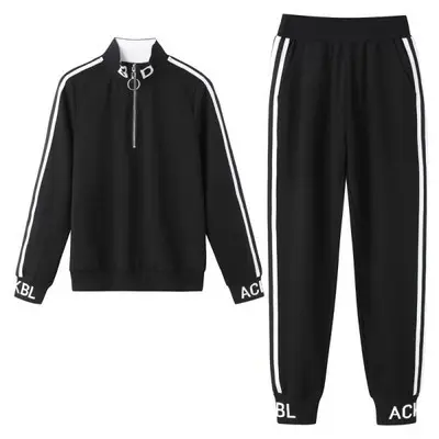 Women's Black & White Track Suit Spring Autumn 2021