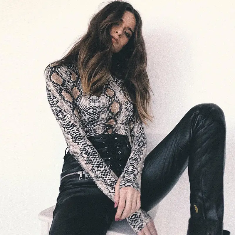 2025 Sexy Snake Printed Long Sleeve Top for Women - Image 4