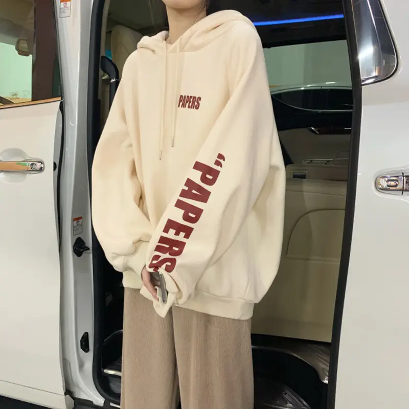 Women's Pink Fleece Hoodie Long Sleeve Sweatshirt — feature 9