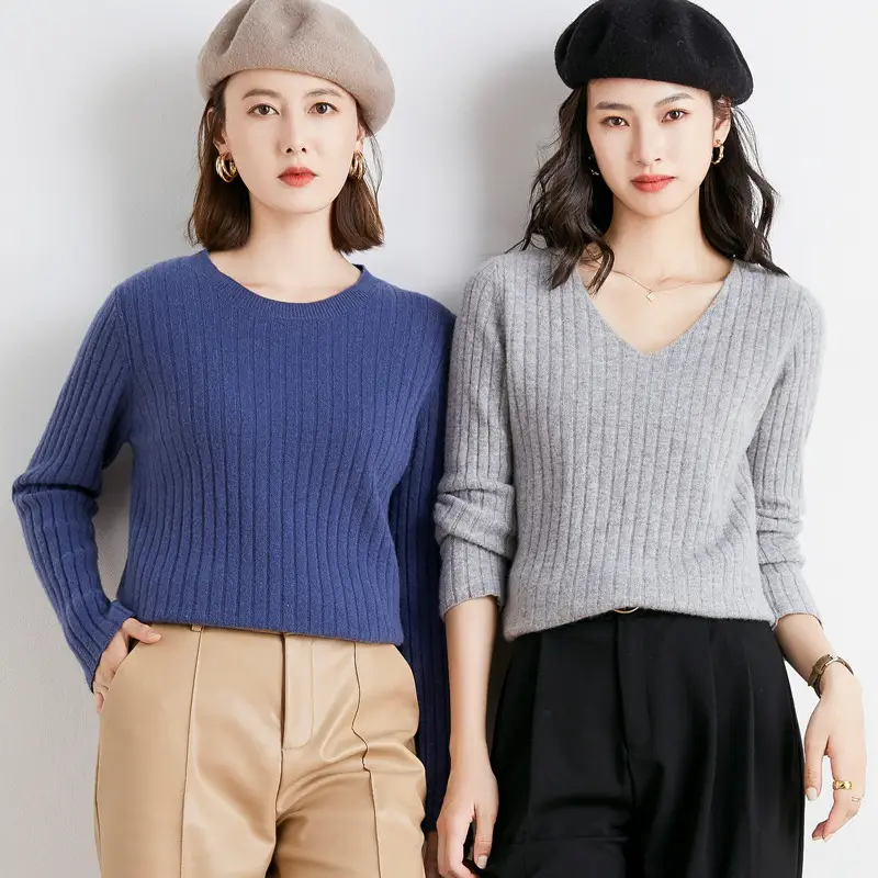 Women's Pink Knit Round Neck Sweater Pit Slim Fit - Image 23