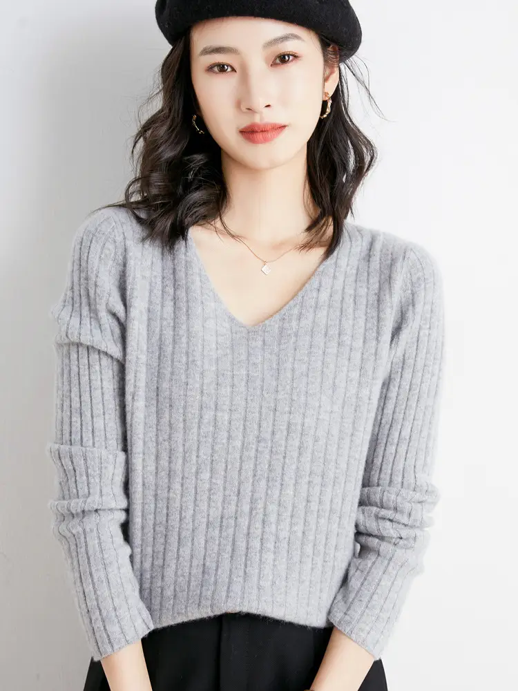 Women's Pink Knit Round Neck Sweater Pit Slim Fit - Image 18