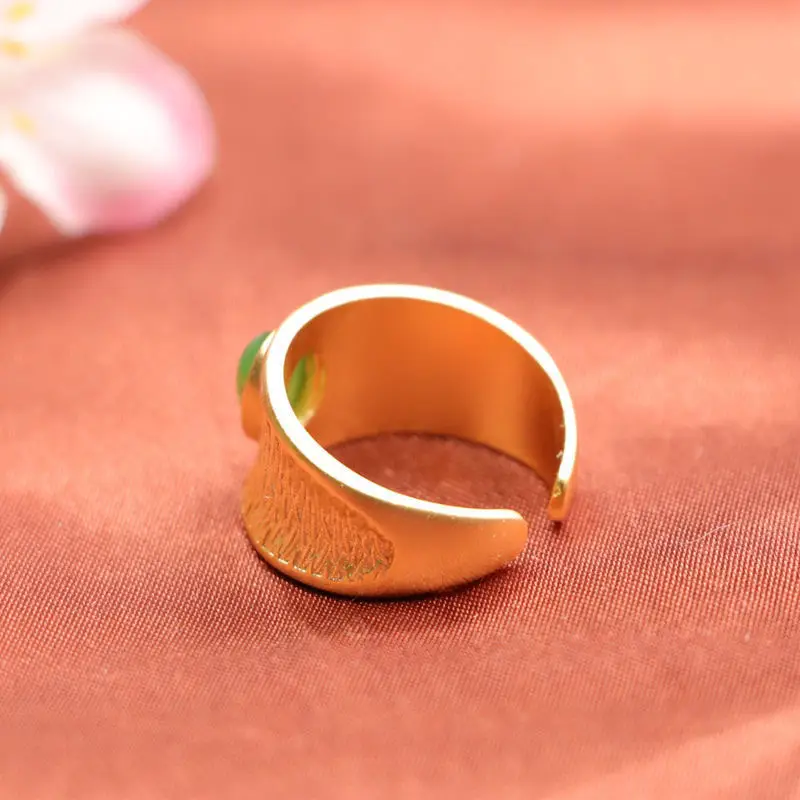 Golden Jade Finger Rings with Green Stones Wholesale — feature 6