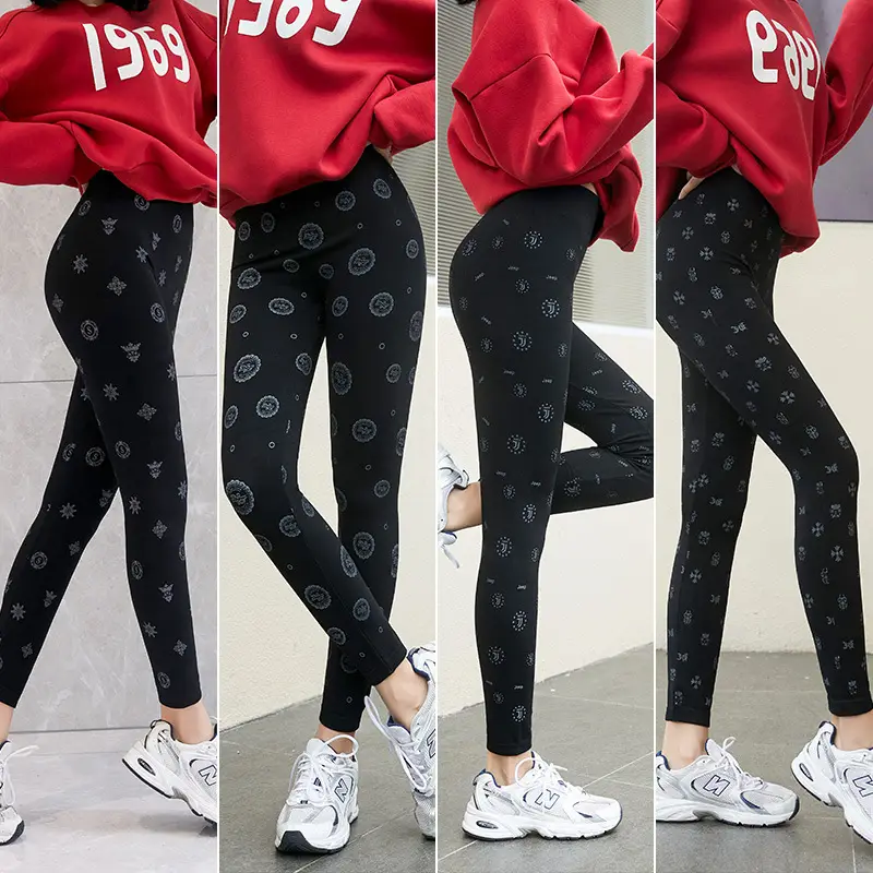 Plus Size Women Printed Leggings Red 1969 Set - Image 6