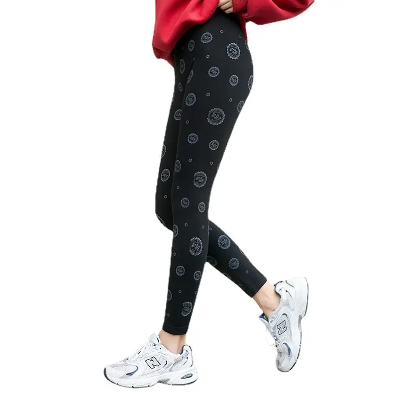 Plus Size Women Printed Leggings Red 1969 Set - Image 9