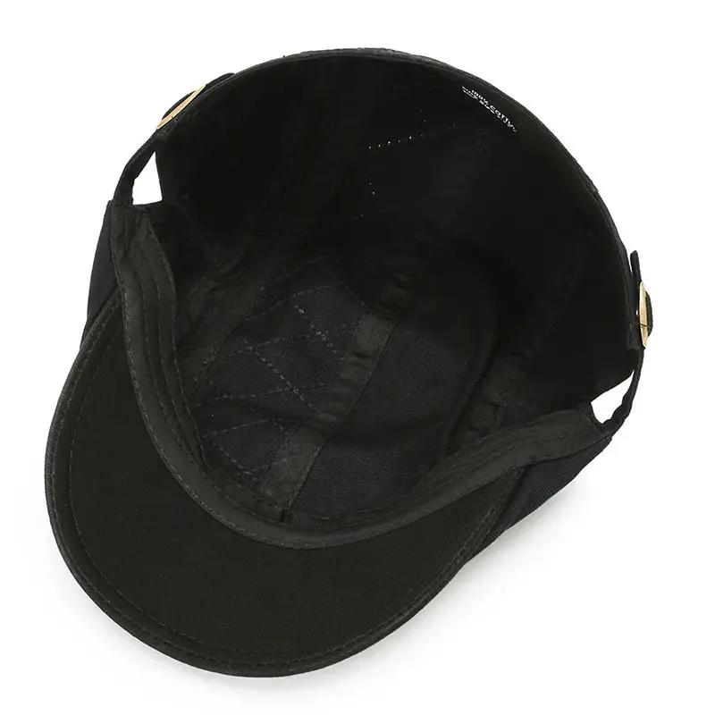 Men's Black Quilted Beret Cap Autumn Winter Streetwear