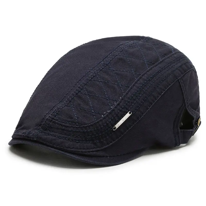 Men's Black Quilted Beret Cap Autumn Winter Streetwear