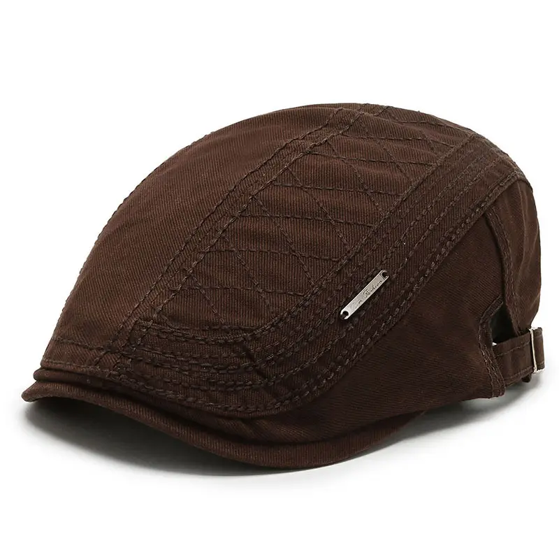 Men's Black Quilted Beret Cap Autumn Winter Streetwear