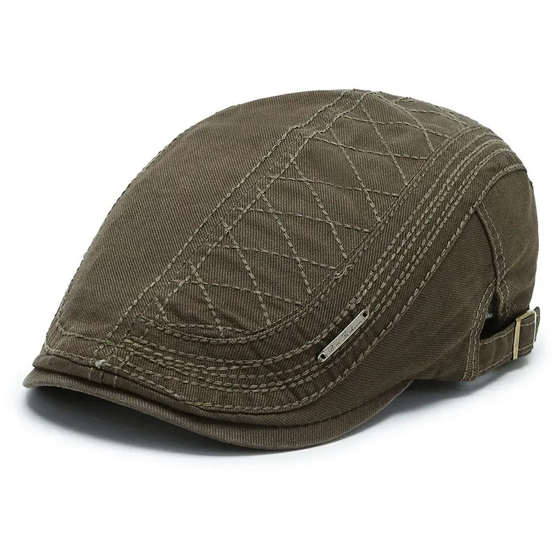 Men's Black Quilted Beret Cap Autumn Winter Streetwear