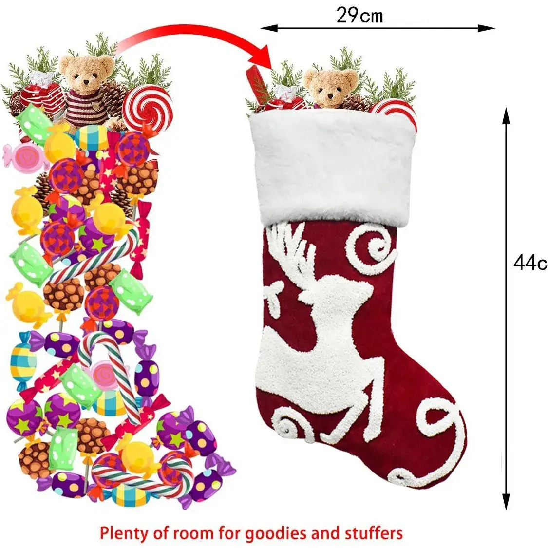 New Embroidered Deer Christmas Socks Gift Bag - Image 8