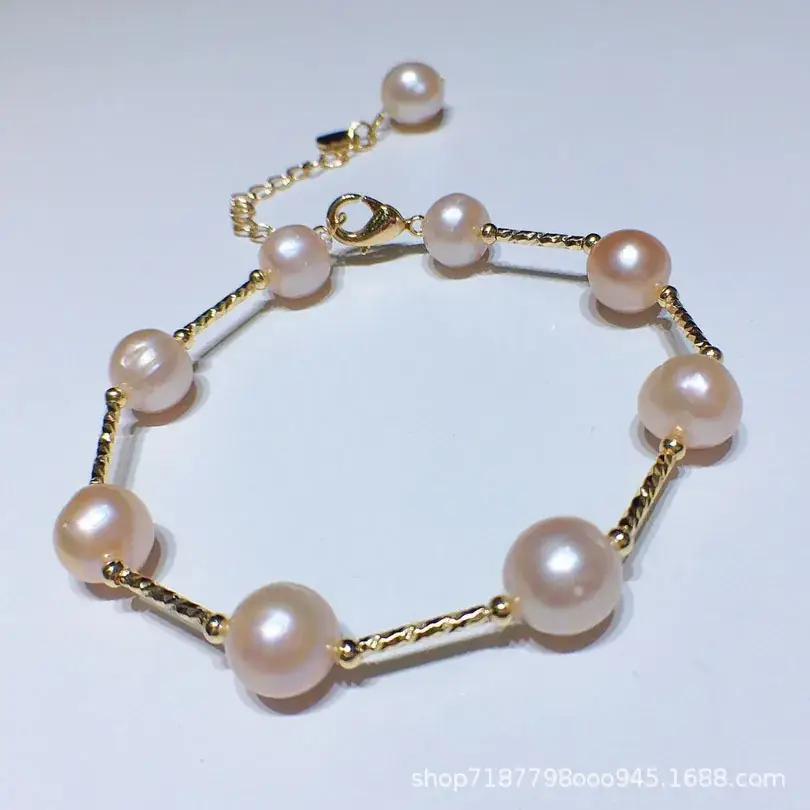Pearl Bracelet for Women, Gold Plated, Adjustable, Elegant - Image 2
