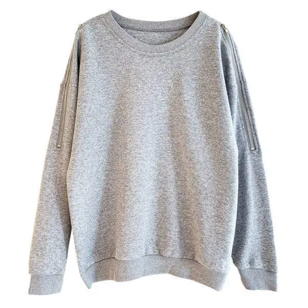 Women Long Sleeve Grey Sweatshirt Loose Korean Style 2024 - Image 8