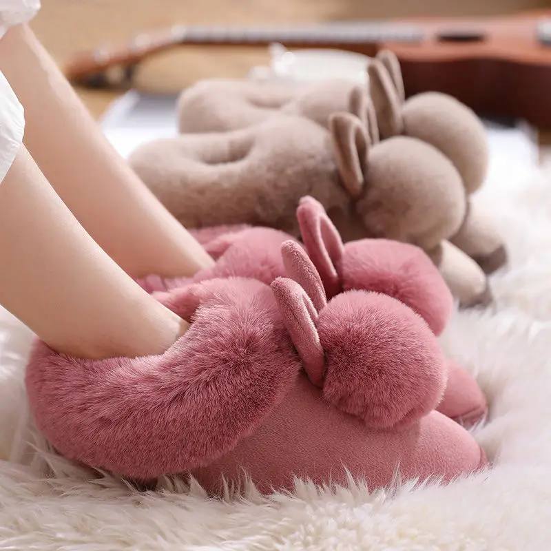 Cixi Cotton Slippers Women's Autumn and Winter Home Thick Sole Fur Plush Household Shoes Outer Wear Couple Warm Men's Winter