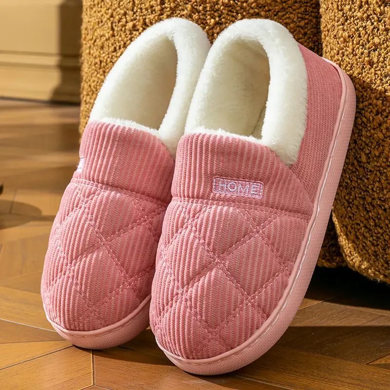 Cixi Cotton Slippers Women's Autumn and Winter Home Thick Sole Fur Plush Household Shoes Outer Wear Couple Warm Men's Winter