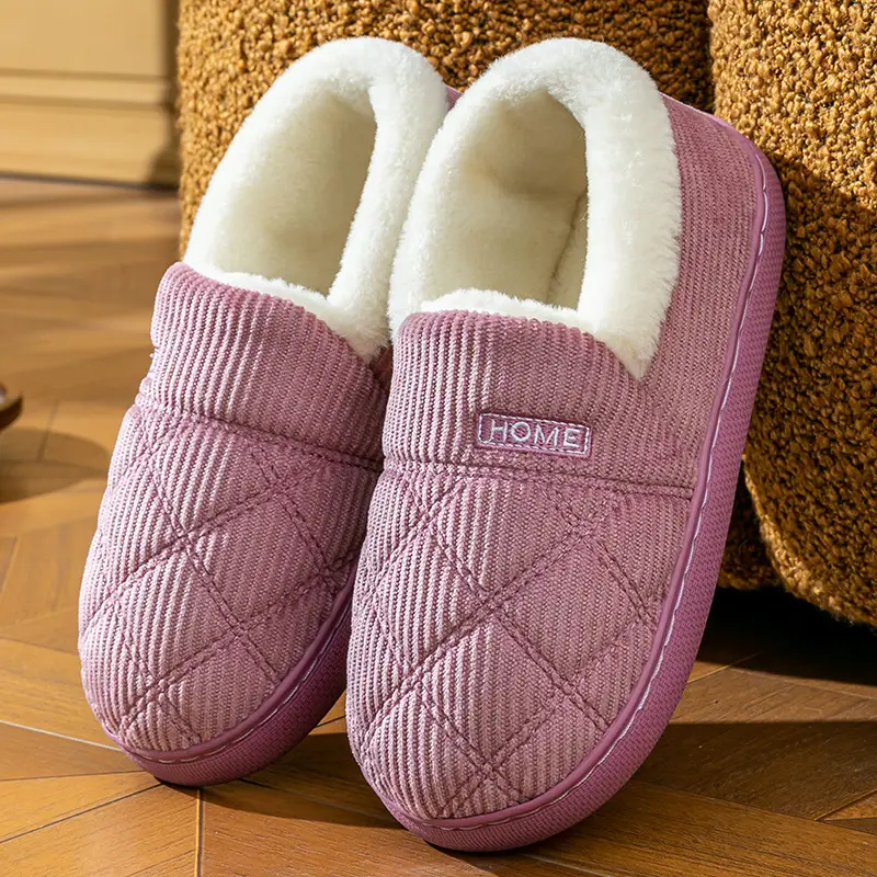 Cixi Cotton Slippers Women's Autumn and Winter Home Thick Sole Fur Plush Household Shoes Outer Wear Couple Warm Men's Winter