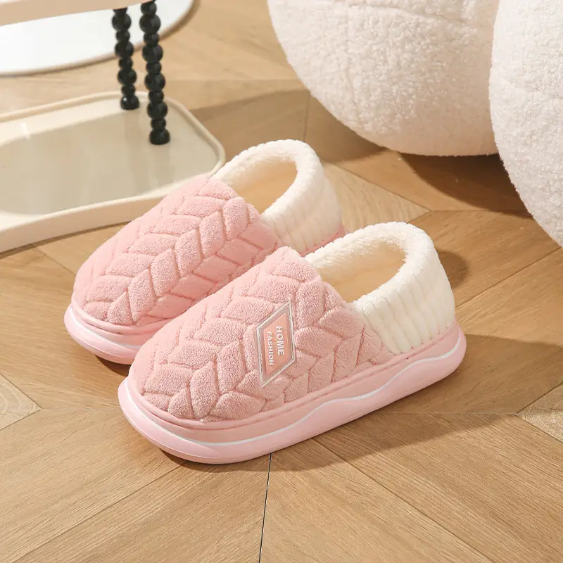 Cixi Cotton Slippers Women's Autumn and Winter Home Thick Sole Fur Plush Household Shoes Outer Wear Couple Warm Men's Winter