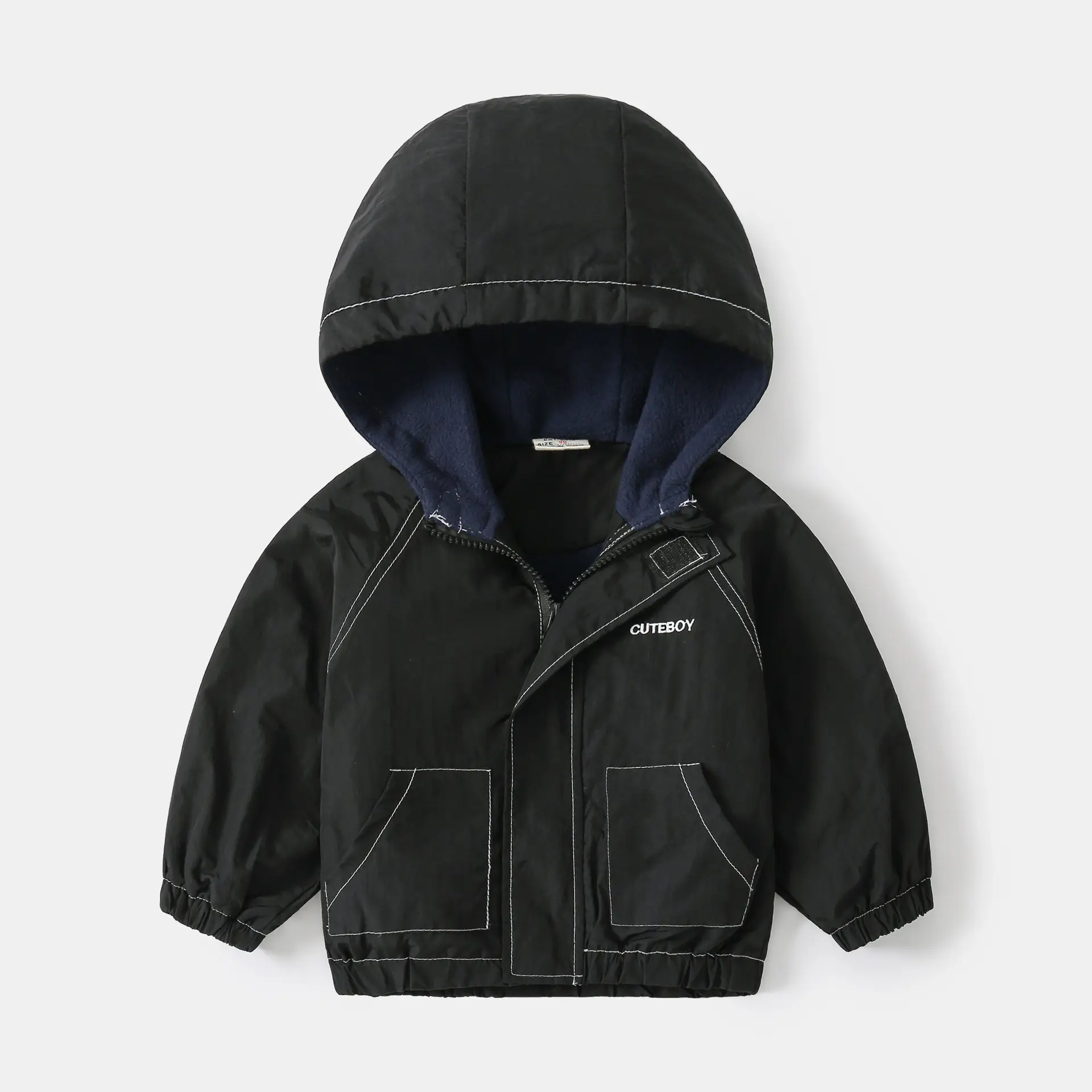 Autumn Spot Boys Fleece Hooded Zipper Coat Yellow - Image 2