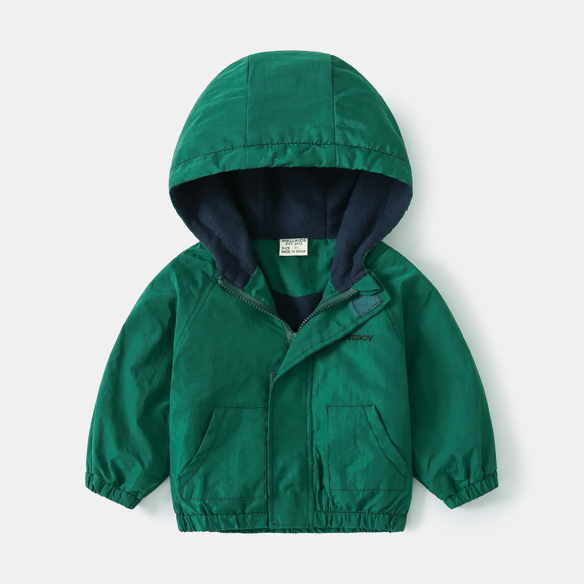 Autumn Spot Boys Fleece Hooded Zipper Coat Yellow - Image 4