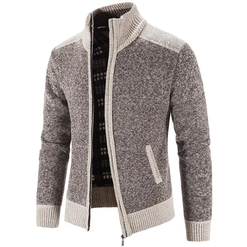 Men Grey Velvet Padded Winter Jacket with Collar