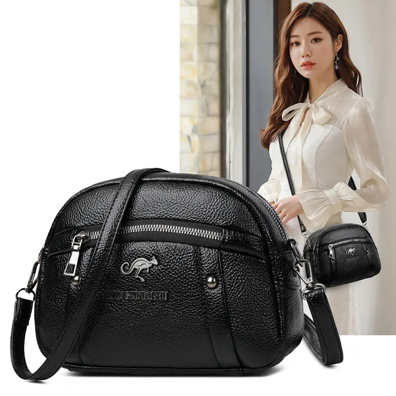Korean Style Soft Leather Crossbody Bag Pink