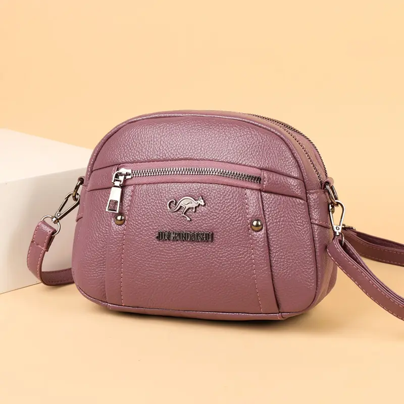 Korean Style Soft Leather Crossbody Bag Pink