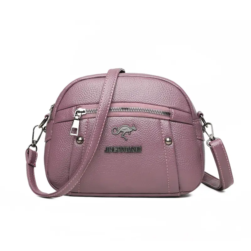 Korean Style Soft Leather Crossbody Bag Pink