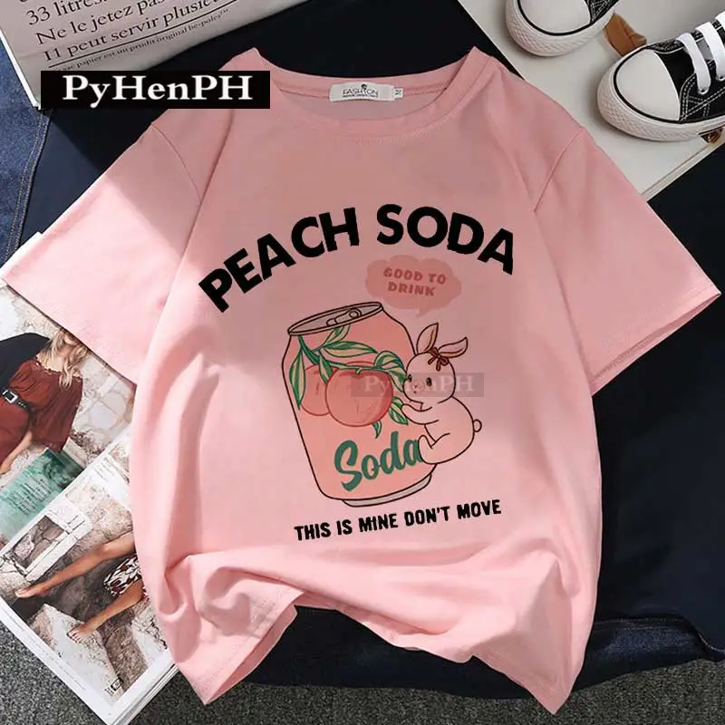 Women Pink T-Shirt Strawberry Juice Print 2021 - Image 27