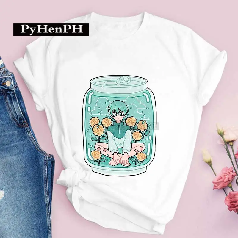 Women Pink T-Shirt Strawberry Juice Print 2021 - Image 12