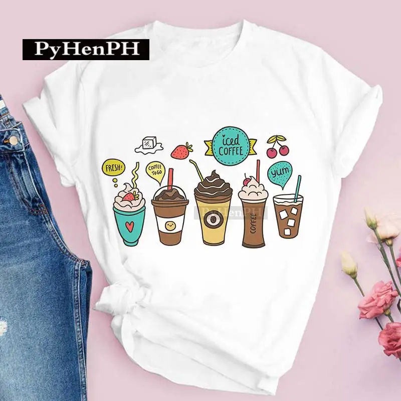 Women Pink T-Shirt Strawberry Juice Print 2021 - Image 8