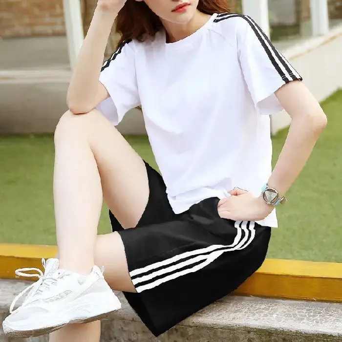 Women White Adidas Track Shorts Set Large - Image 9
