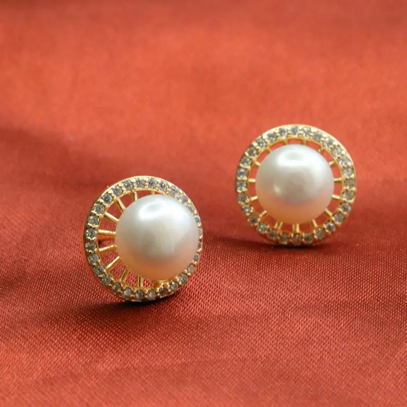 Guan Yu Pearl Earrings S925 Gold Diamond Set — feature 11