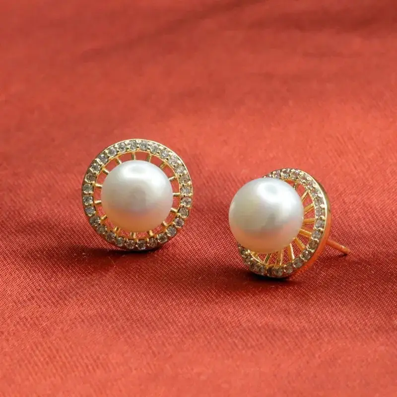 Guan Yu Pearl Earrings S925 Gold Diamond Set — feature 12