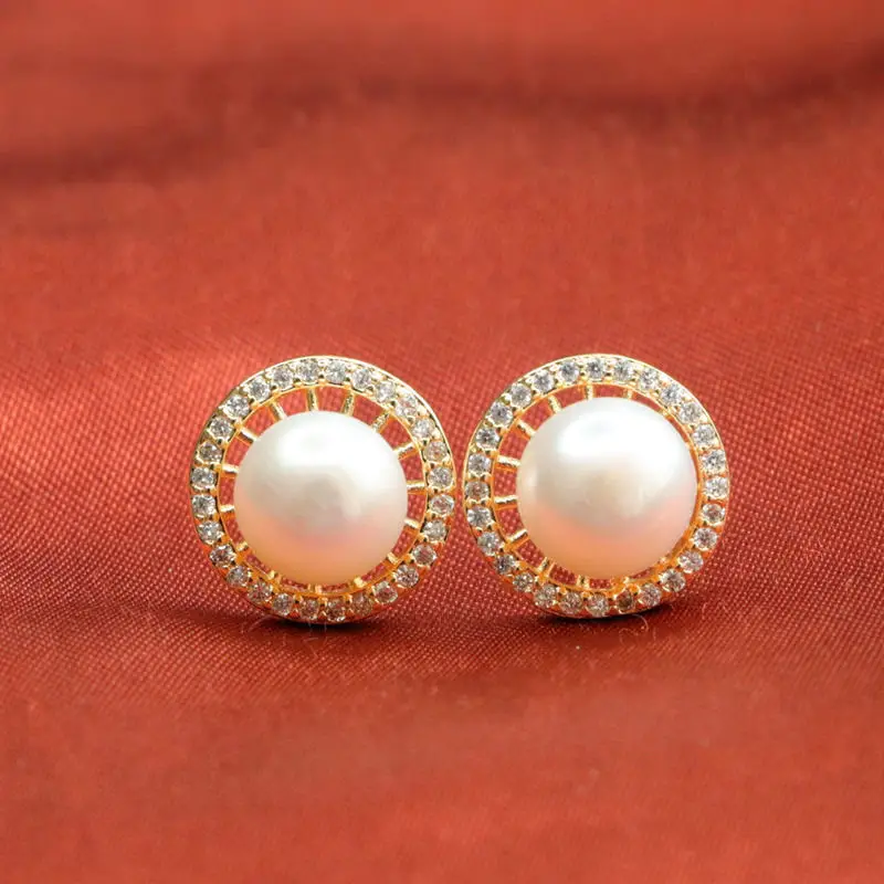 Guan Yu Pearl Earrings S925 Gold Diamond Set — feature 5
