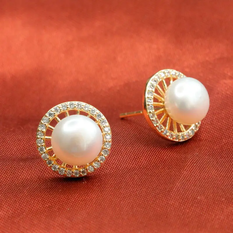 Guan Yu Pearl Earrings S925 Gold Diamond Set — feature 6