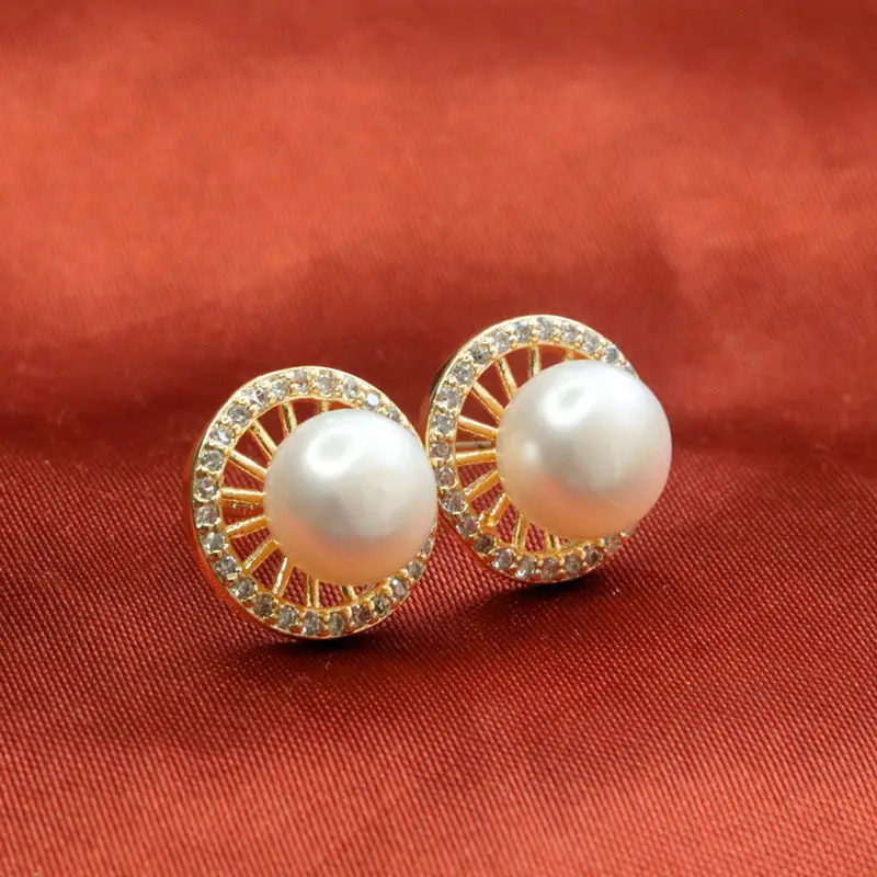 Guan Yu Pearl Earrings S925 Gold Diamond Set — feature 7