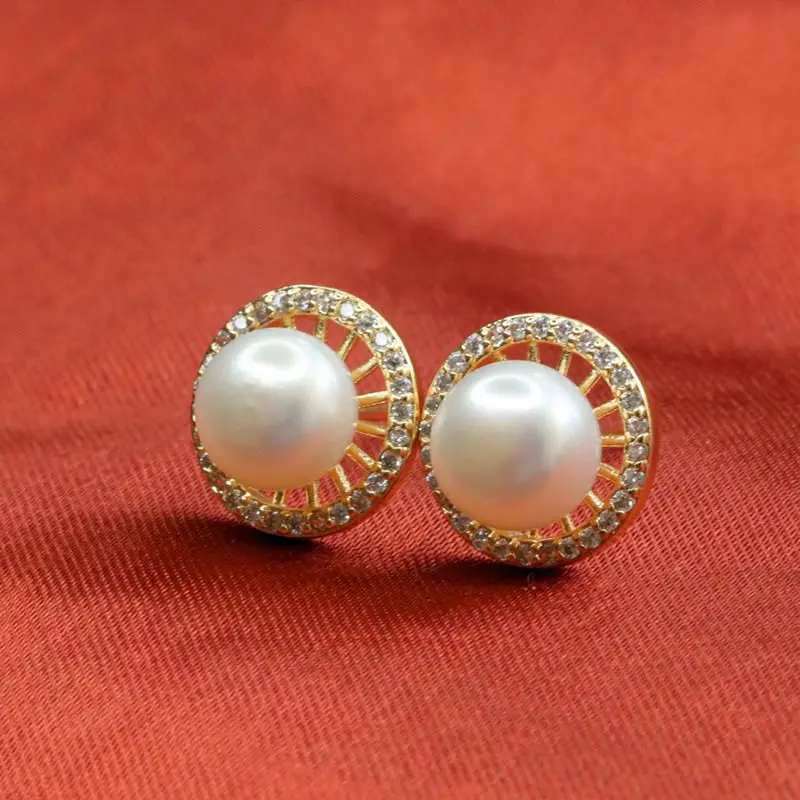 Guan Yu Pearl Earrings S925 Gold Diamond Set — feature 8