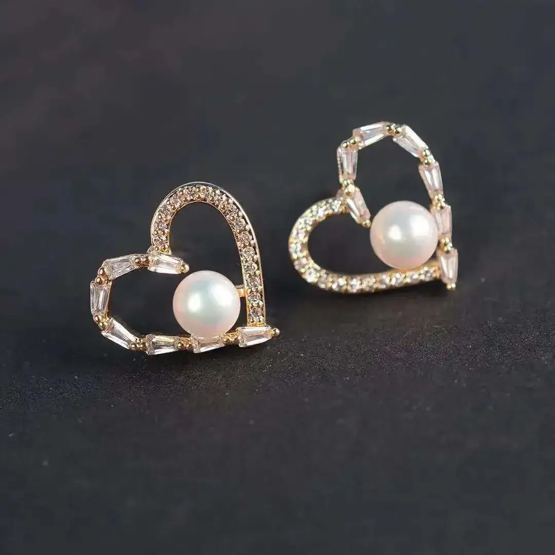 Heart Shaped Pearl Earrings S925 Silver for Women - Image 4