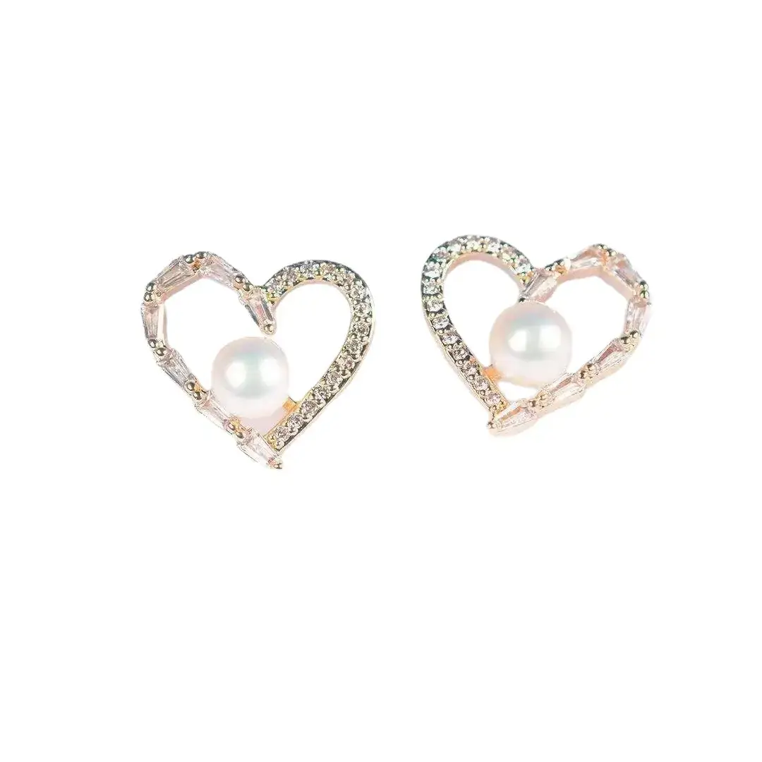 Heart Shaped Pearl Earrings S925 Silver for Women - Image 6