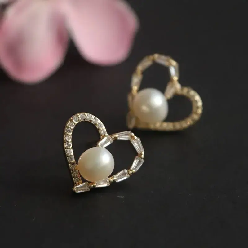Heart Shaped Pearl Earrings S925 Silver for Women — feature 6
