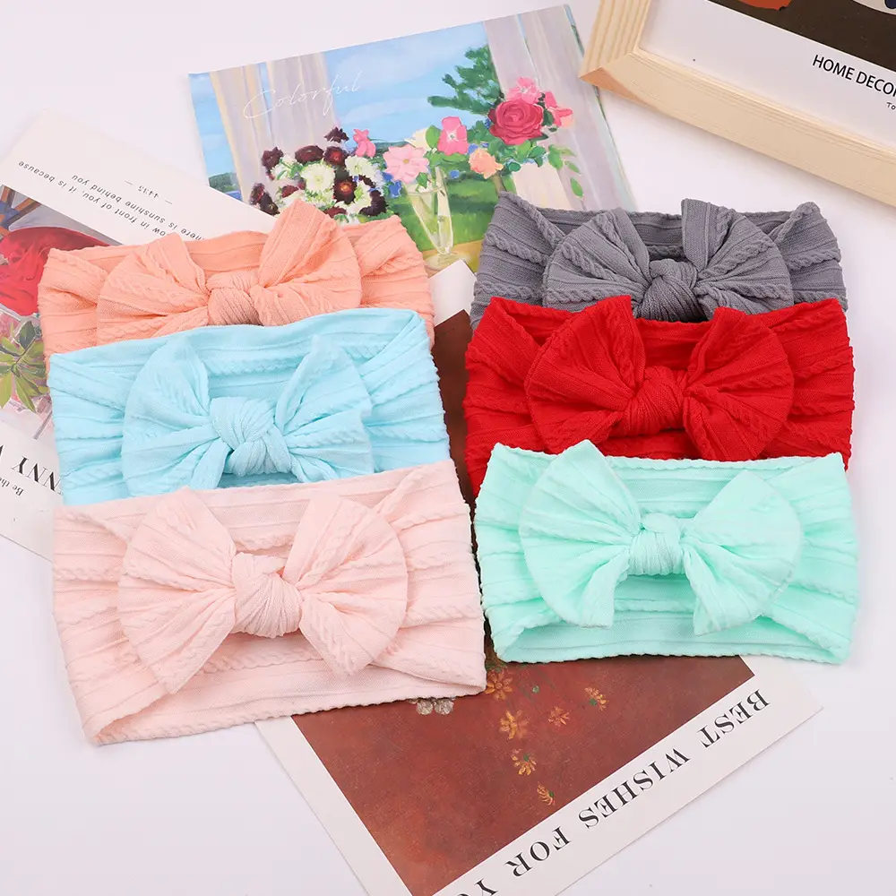 Brown Jacquard Bow Headscarf for Girls - Image 41