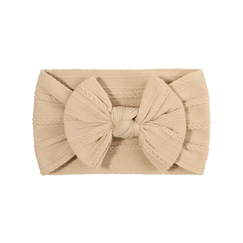 Brown Jacquard Bow Headscarf for Girls - Image 11