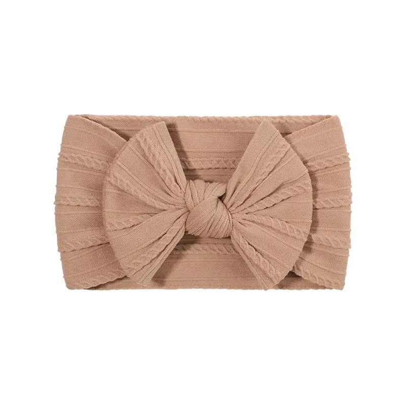 Brown Jacquard Bow Headscarf for Girls - Image 29