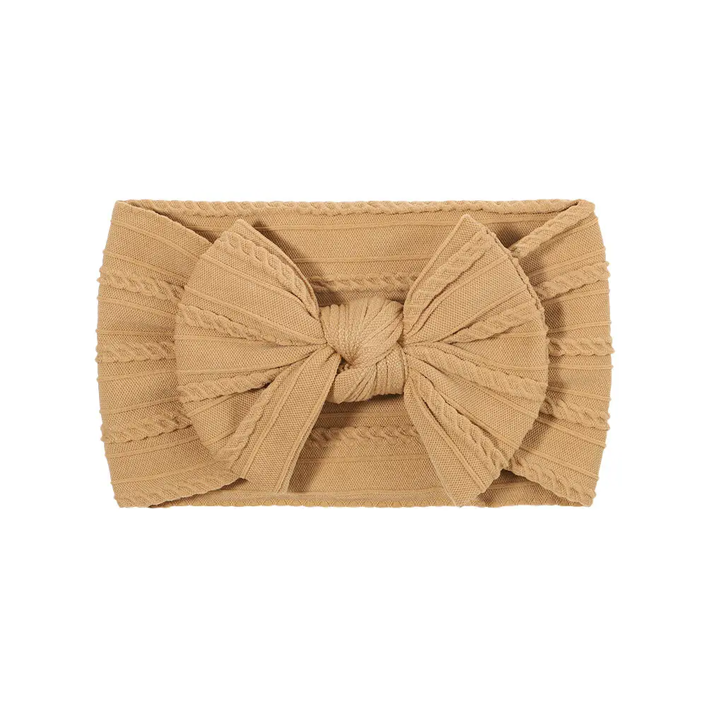 Brown Jacquard Bow Headscarf for Girls - Image 34