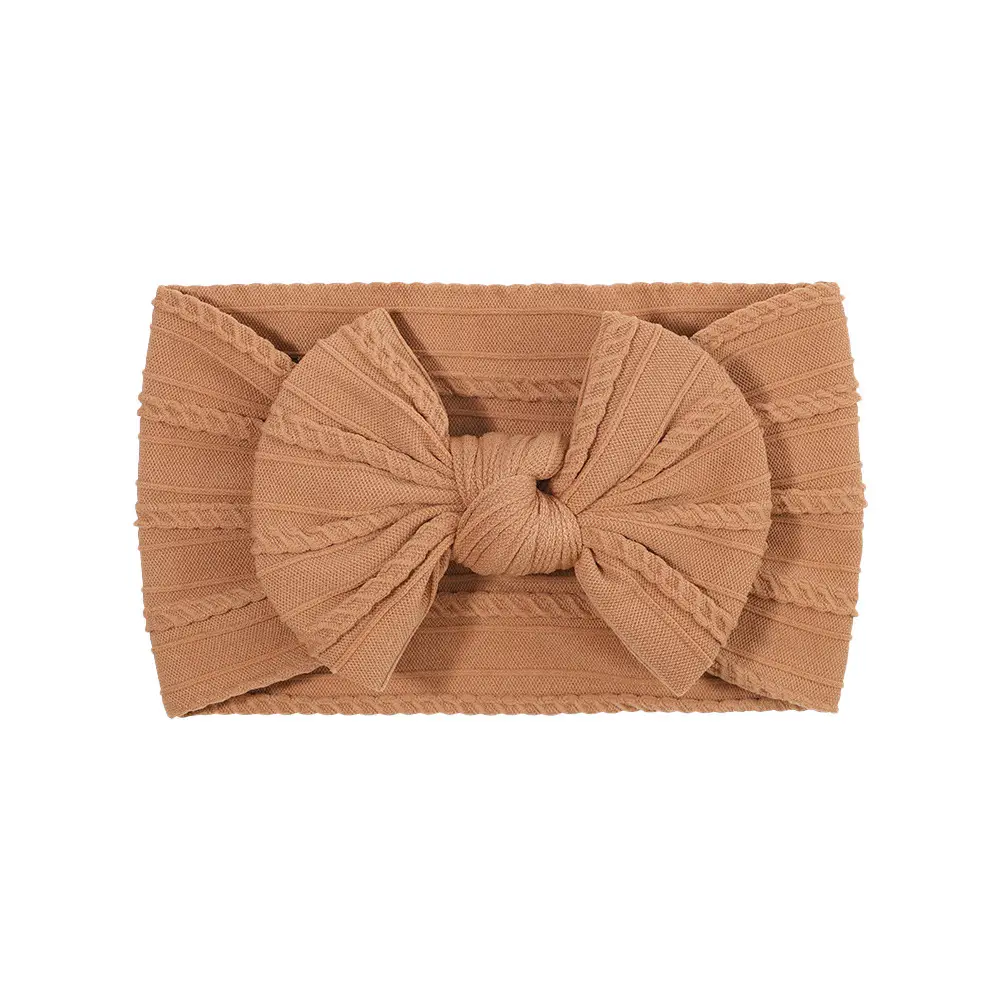 Brown Jacquard Bow Headscarf for Girls - Image 38