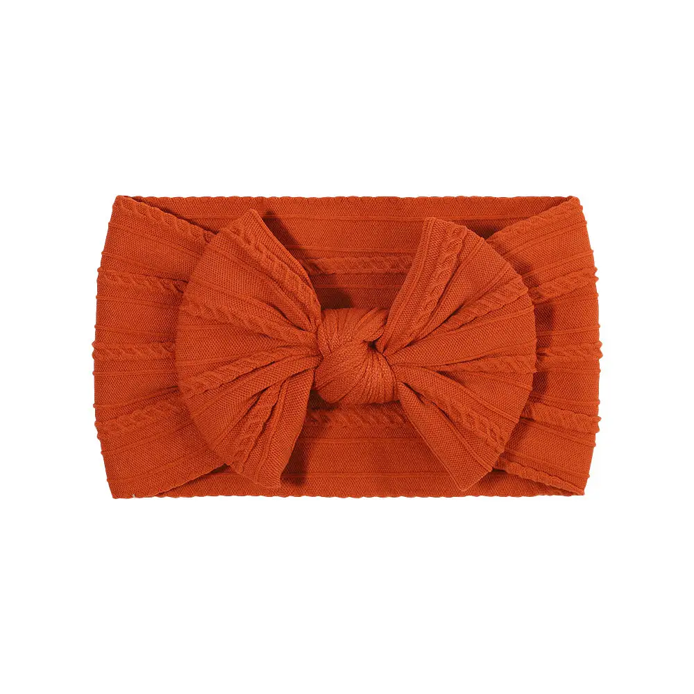 Brown Jacquard Bow Headscarf for Girls - Image 3