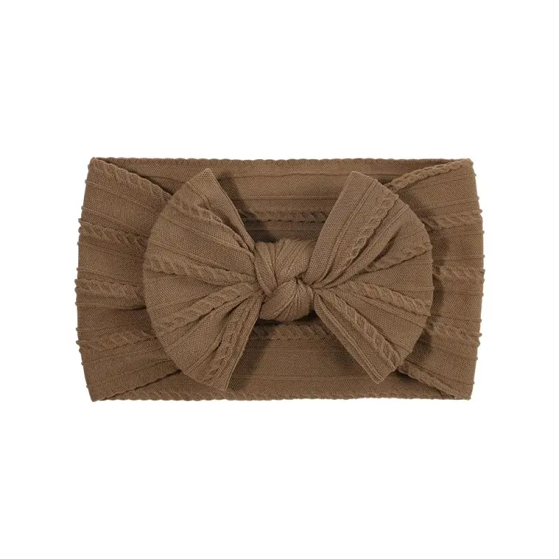 Brown Jacquard Bow Headscarf for Girls - Image 4