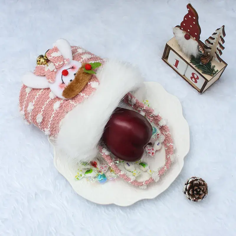 Green Wool Christmas Apple Gift Bag for Kids