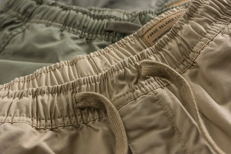 Men's Khaki Stretch Waist Shorts with 4 Pocket Drawstring — feature 3